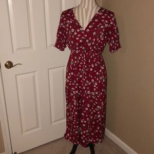 Asos Red Floral Midi Dress